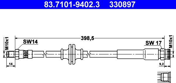 ATE 83.7101-9402.3 - Спирачен маркуч vvparts.bg