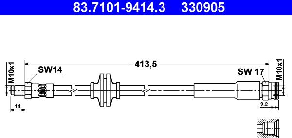 ATE 83.7101-9414.3 - Спирачен маркуч vvparts.bg