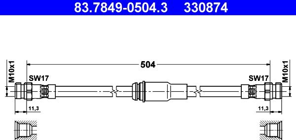 ATE 83.7849-0504.3 - Спирачен маркуч vvparts.bg