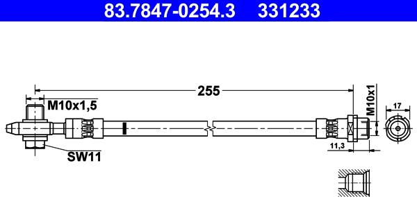 ATE 83.7847-0254.3 - Спирачен маркуч vvparts.bg