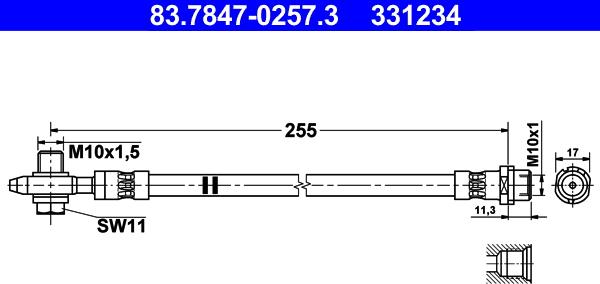 ATE 83.7847-0257.3 - Спирачен маркуч vvparts.bg