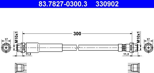 ATE 83.7827-0300.3 - Спирачен маркуч vvparts.bg