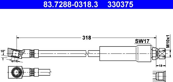 ATE 83.7288-0318.3 - Спирачен маркуч vvparts.bg