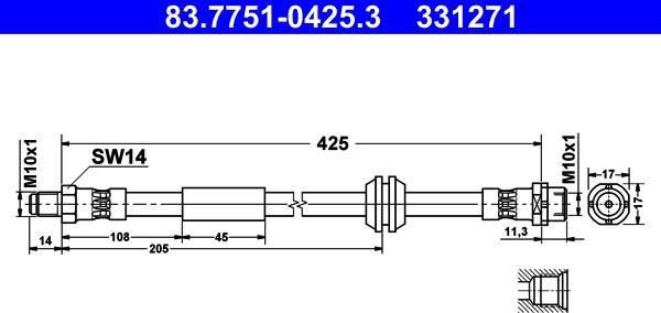ATE 83.7751-0425.3 - Спирачен маркуч vvparts.bg