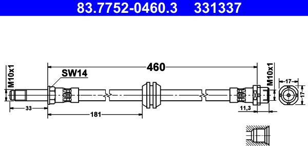 ATE 83.7752-0460.3 - Спирачен маркуч vvparts.bg