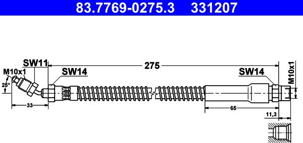 ATE 83.7769-0275.3 - Спирачен маркуч vvparts.bg