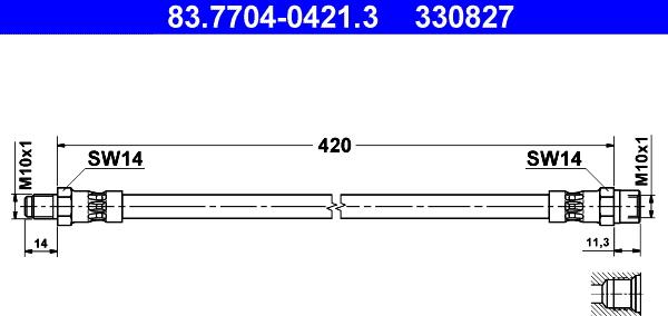 ATE 83.7704-0421.3 - Спирачен маркуч vvparts.bg
