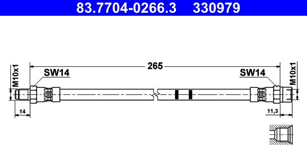 ATE 83.7704-0266.3 - Спирачен маркуч vvparts.bg