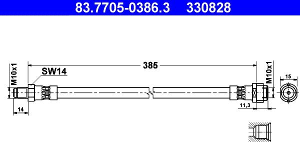 ATE 83.7705-0386.3 - Спирачен маркуч vvparts.bg