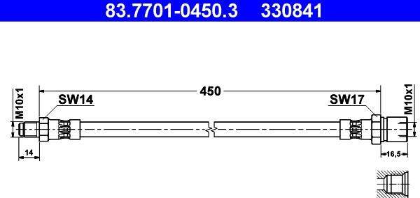 ATE 83.7701-0450.3 - Спирачен маркуч vvparts.bg