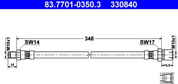 ATE 83.7701-0350.3 - Спирачен маркуч vvparts.bg