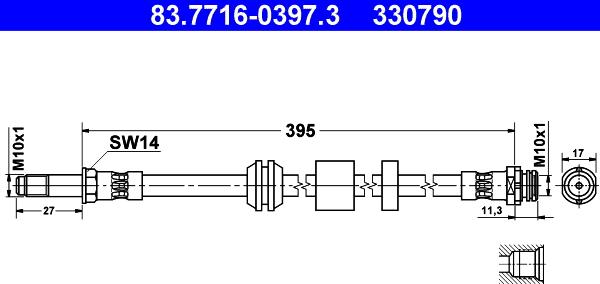 ATE 83.7716-0397.3 - Спирачен маркуч vvparts.bg