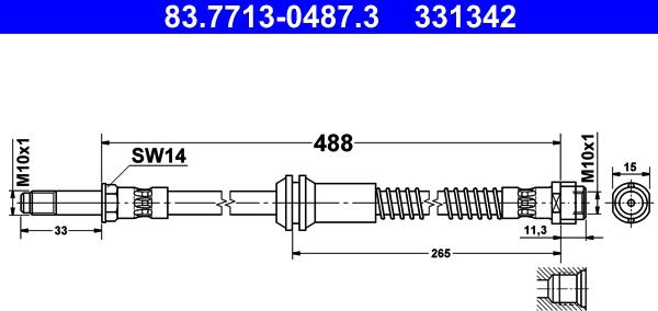 ATE 83.7713-0487.3 - Спирачен маркуч vvparts.bg