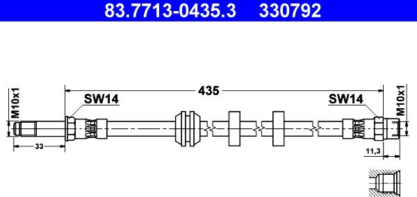ATE 83.7713-0435.3 - Спирачен маркуч vvparts.bg