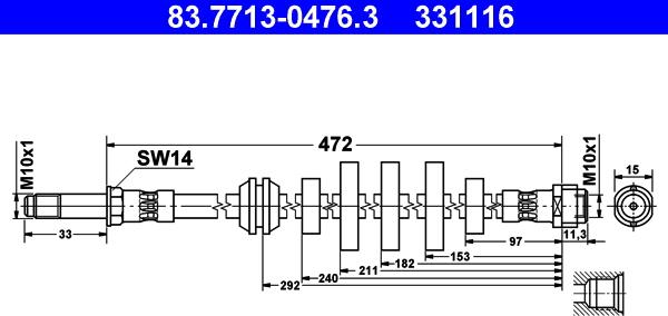 ATE 83.7713-0476.3 - Спирачен маркуч vvparts.bg