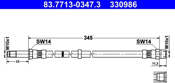 ATE 83.7713-0347.3 - Спирачен маркуч vvparts.bg