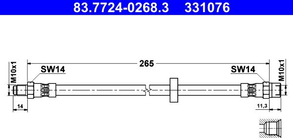 ATE 83.7724-0268.3 - Спирачен маркуч vvparts.bg