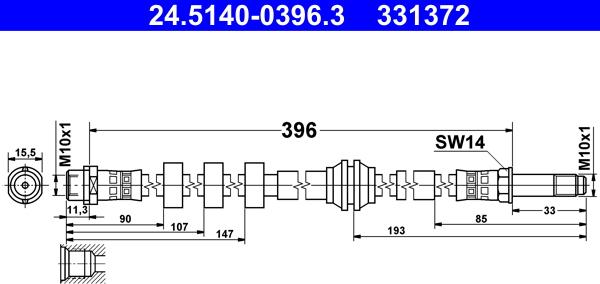 ATE 24.5140-0396.3 - Спирачен маркуч vvparts.bg