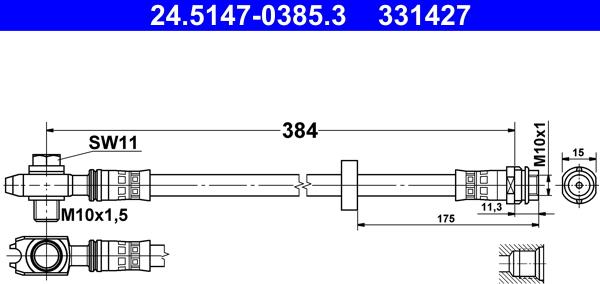 ATE 24.5147-0385.3 - Спирачен маркуч vvparts.bg