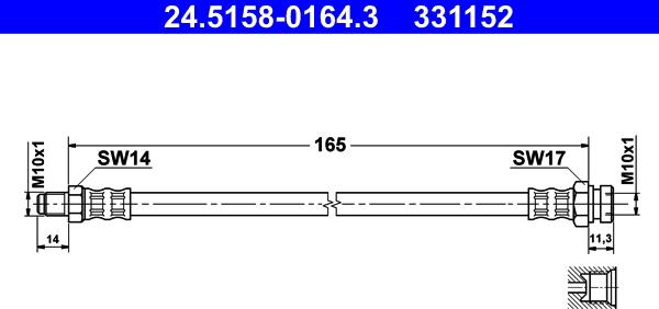 ATE 24.5158-0164.3 - Спирачен маркуч vvparts.bg