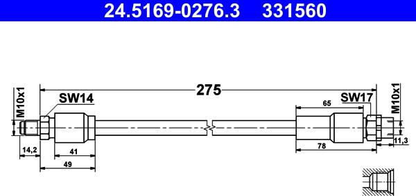 ATE 24.5169-0276.3 - Спирачен маркуч vvparts.bg