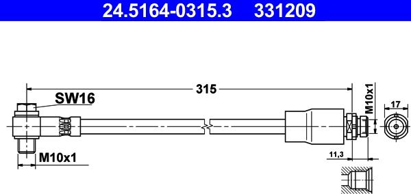 ATE 24.5164-0315.3 - Спирачен маркуч vvparts.bg