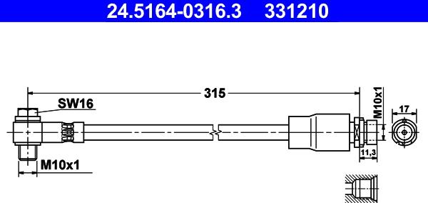 ATE 24.5164-0316.3 - Спирачен маркуч vvparts.bg