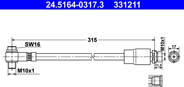 ATE 24.5164-0317.3 - Спирачен маркуч vvparts.bg