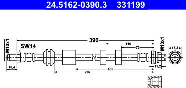 ATE 24.5162-0390.3 - Спирачен маркуч vvparts.bg