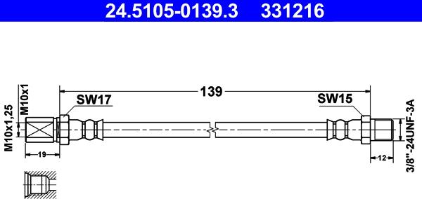 ATE 24.5105-0139.3 - Спирачен маркуч vvparts.bg