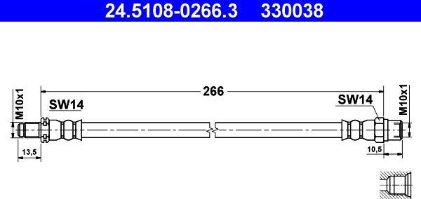 ATE 24.5108-0266.3 - Спирачен маркуч vvparts.bg