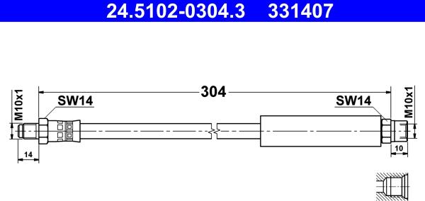 ATE 24.5102-0304.3 - Спирачен маркуч vvparts.bg