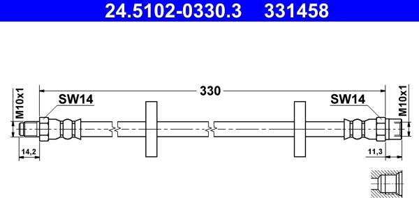 ATE 24.5102-0330.3 - Спирачен маркуч vvparts.bg