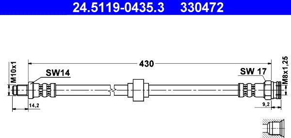 ATE 24.5119-0435.3 - Спирачен маркуч vvparts.bg