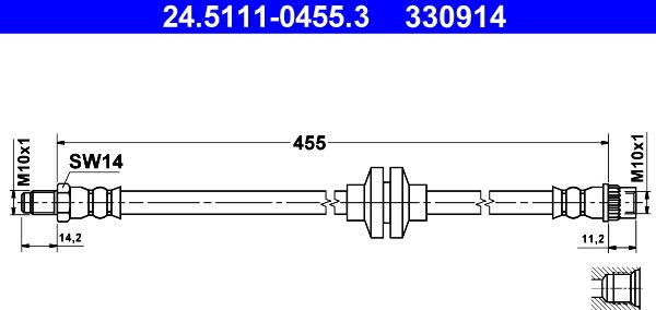 ATE 24.5111-0455.3 - Спирачен маркуч vvparts.bg