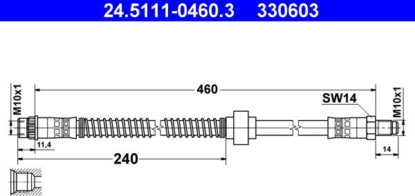 ATE 24.5111-0460.3 - Спирачен маркуч vvparts.bg