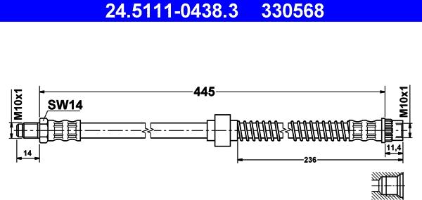 ATE 24.5111-0438.3 - Спирачен маркуч vvparts.bg