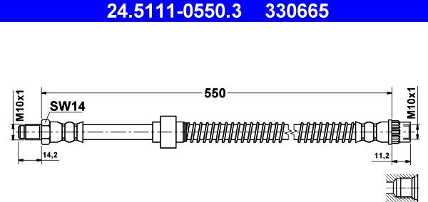 ATE 24.5111-0550.3 - Спирачен маркуч vvparts.bg