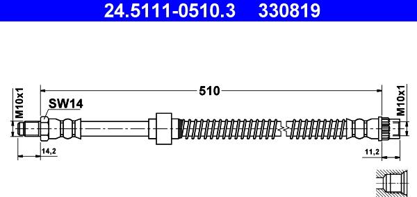 ATE 24.5111-0510.3 - Спирачен маркуч vvparts.bg