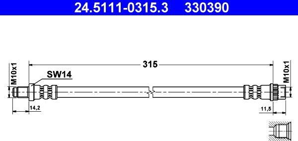 ATE 24.5111-0315.3 - Спирачен маркуч vvparts.bg