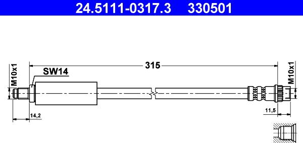 ATE 24.5111-0317.3 - Спирачен маркуч vvparts.bg