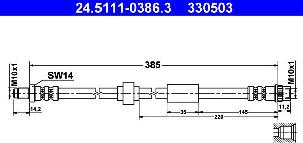 ATE 24.5111-0386.3 - Спирачен маркуч vvparts.bg