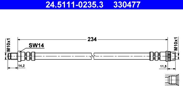 ATE 24.5111-0235.3 - Спирачен маркуч vvparts.bg