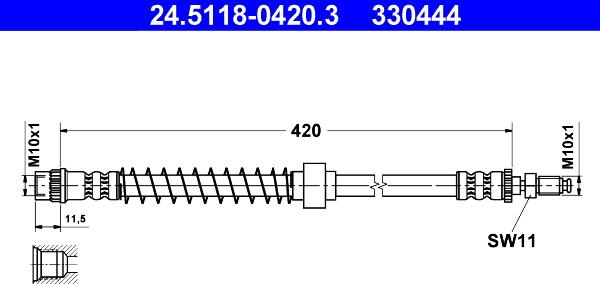 ATE 24.5118-0420.3 - Спирачен маркуч vvparts.bg