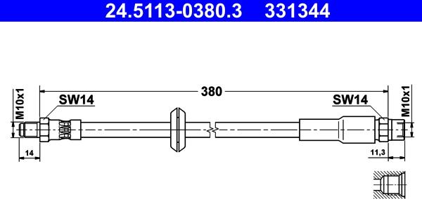 ATE 24.5113-0380.3 - Спирачен маркуч vvparts.bg