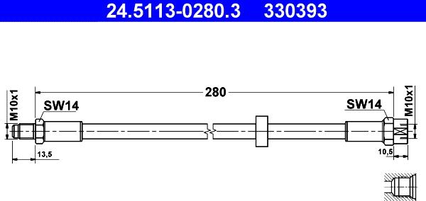 ATE 24.5113-0280.3 - Спирачен маркуч vvparts.bg