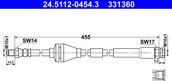 ATE 24.5112-0454.3 - Спирачен маркуч vvparts.bg