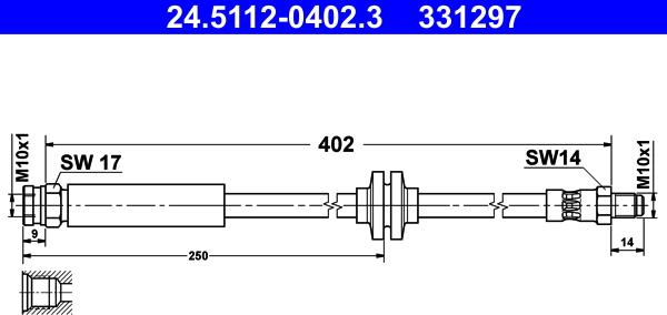 ATE 24.5112-0402.3 - Спирачен маркуч vvparts.bg