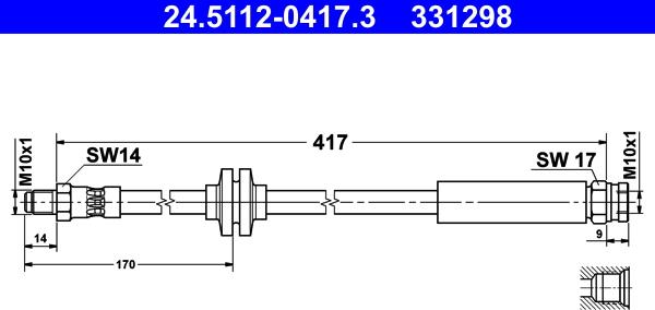 ATE 24.5112-0417.3 - Спирачен маркуч vvparts.bg