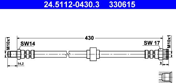 ATE 24.5112-0430.3 - Спирачен маркуч vvparts.bg